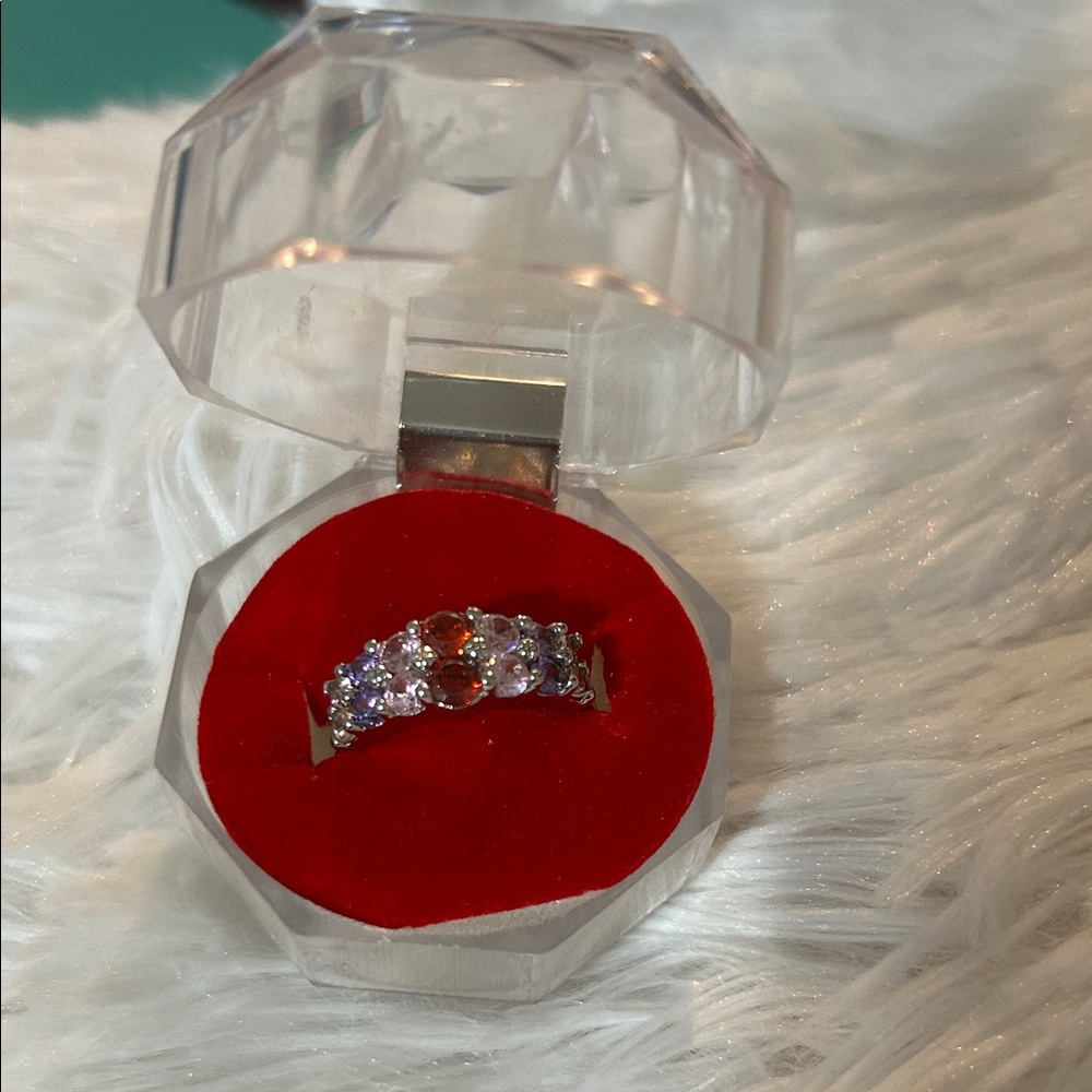 Dazzling Silver Ring with Purple and Pink Accents